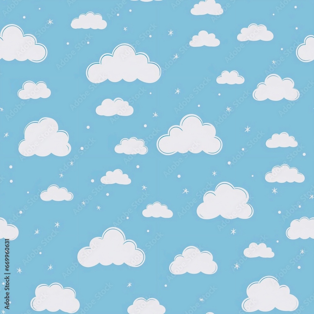 seamless pattern with clouds, generative AI 