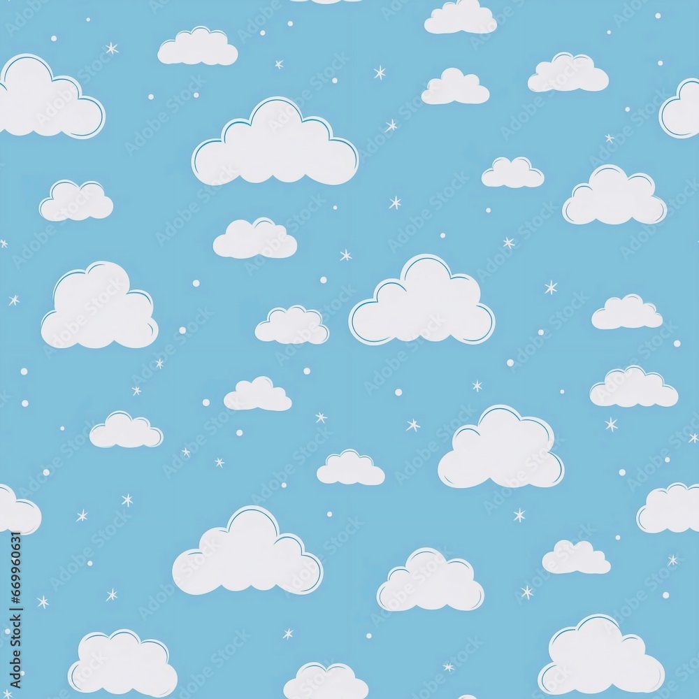 seamless pattern with clouds, generative AI seamless pattern with clouds, generative AI