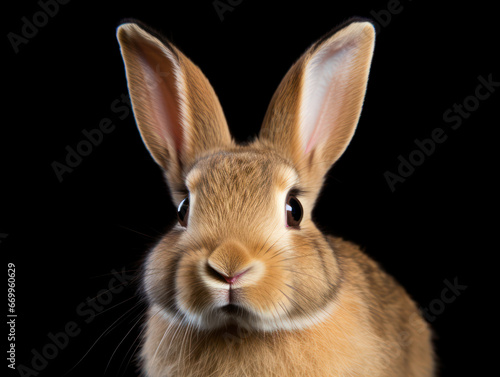 Rabbit Studio Shot Isolated on Clear Black Background  Generative AI