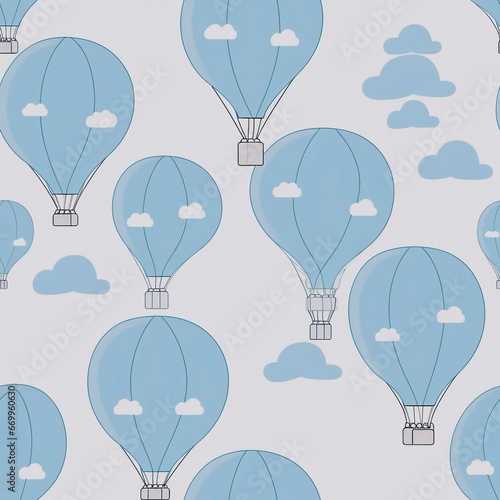 Seamless pattern with air balloons, generative ai 