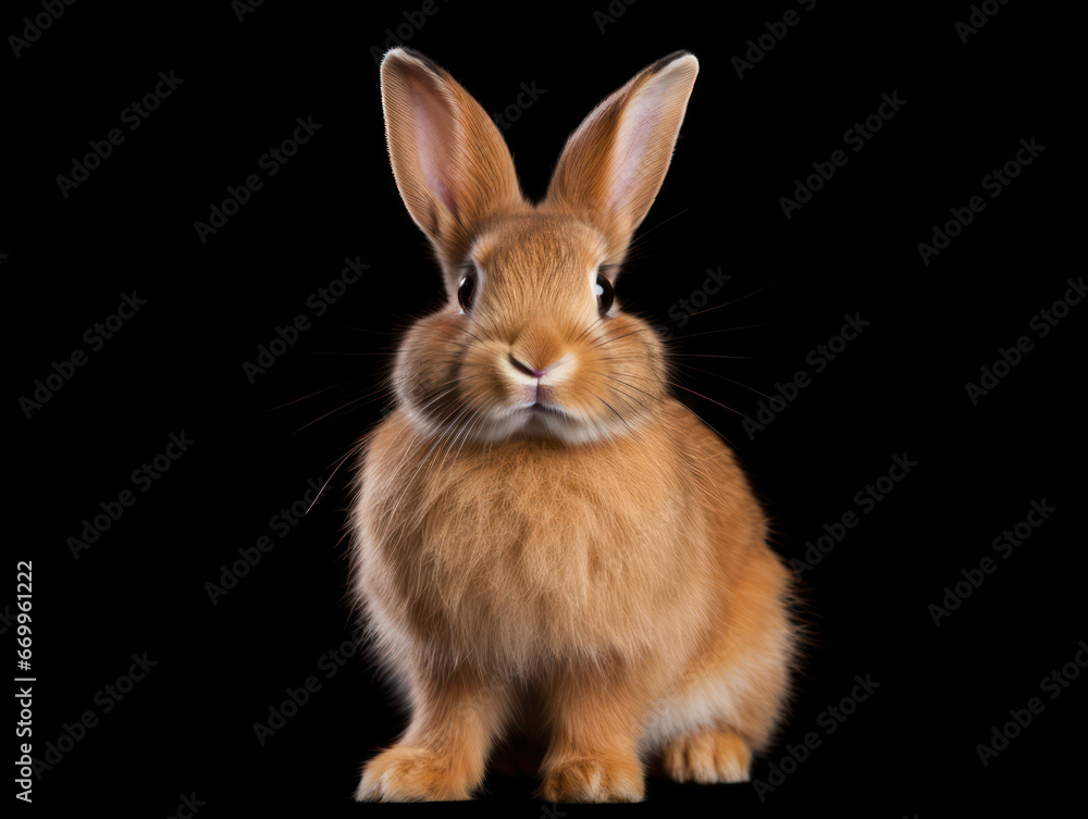 Fototapeta premium Rabbit Studio Shot Isolated on Clear Black Background, Generative AI