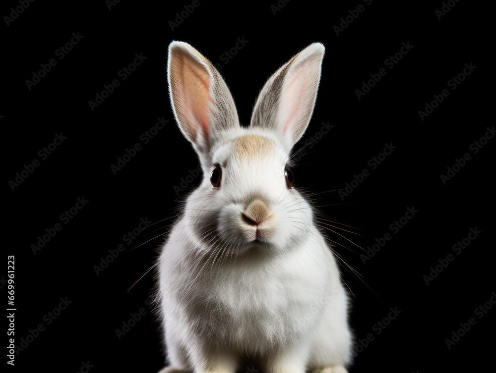 Fototapeta premium Rabbit Studio Shot Isolated on Clear Black Background, Generative AI