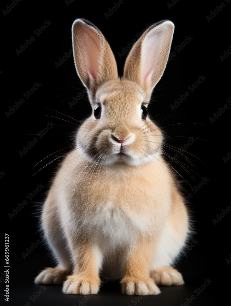 Rabbit Studio Shot Isolated on Clear Black Background, Generative AI Rabbit Studio Shot Isolated on Clear Black Background, Generative AI