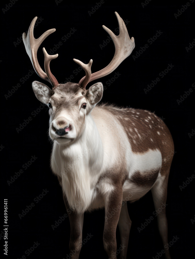 Reindeer Studio Shot Isolated on Clear Black Background, Generative AI Reindeer Studio Shot Isolated on Clear Black Background, Generative AI