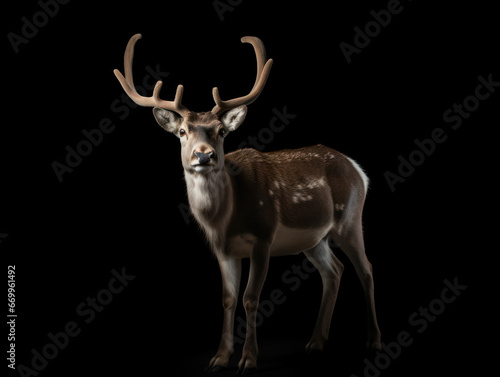 Reindeer Studio Shot Isolated on Clear Black Background, Generative AI © Vig
