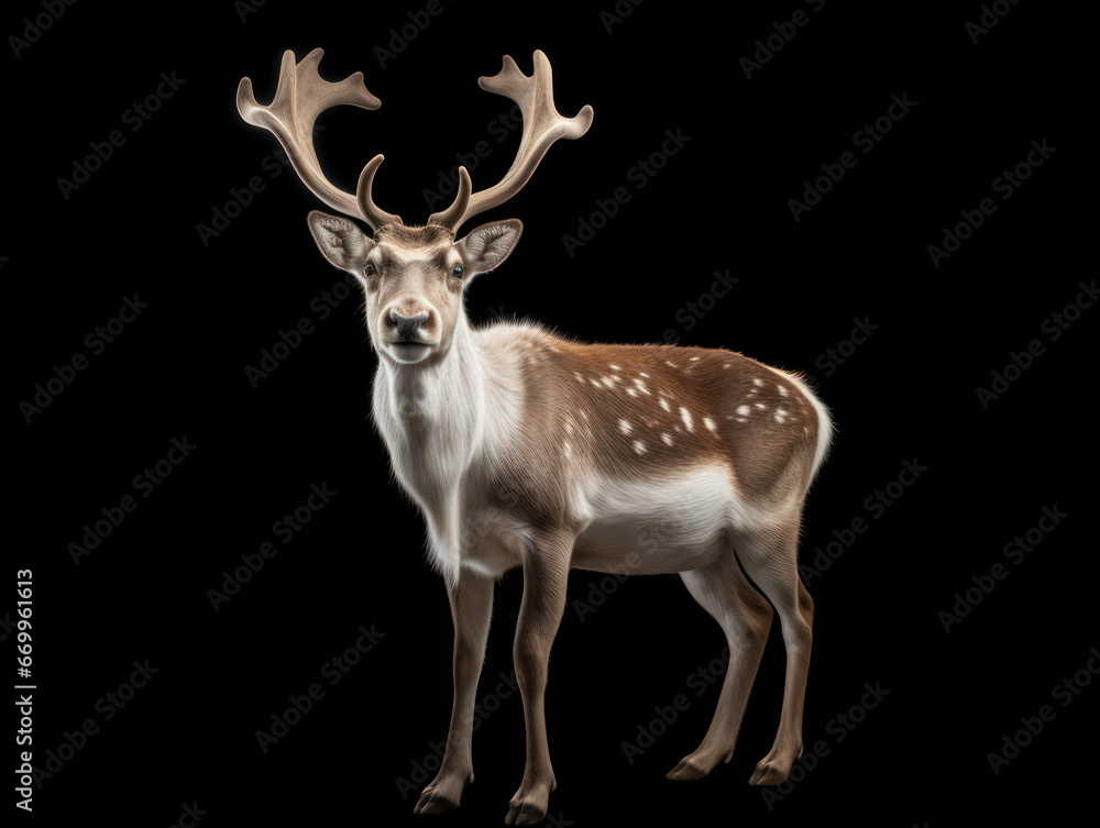Reindeer Studio Shot Isolated on Clear Black Background, Generative AI Reindeer Studio Shot Isolated on Clear Black Background, Generative AI