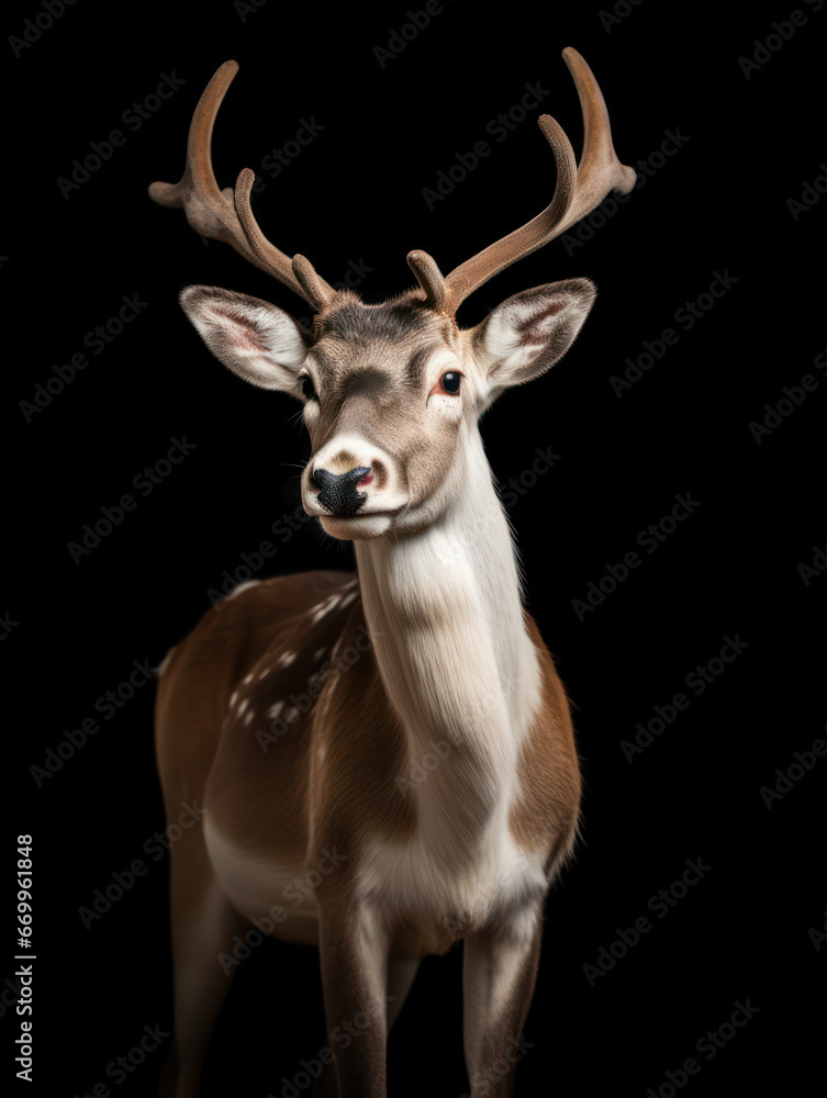 Reindeer Studio Shot Isolated on Clear Black Background, Generative AI Reindeer Studio Shot Isolated on Clear Black Background, Generative AI