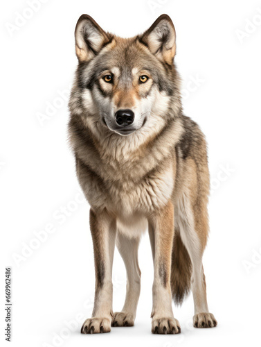 Wolf Studio Shot Isolated on Clear White Background, Generative AI