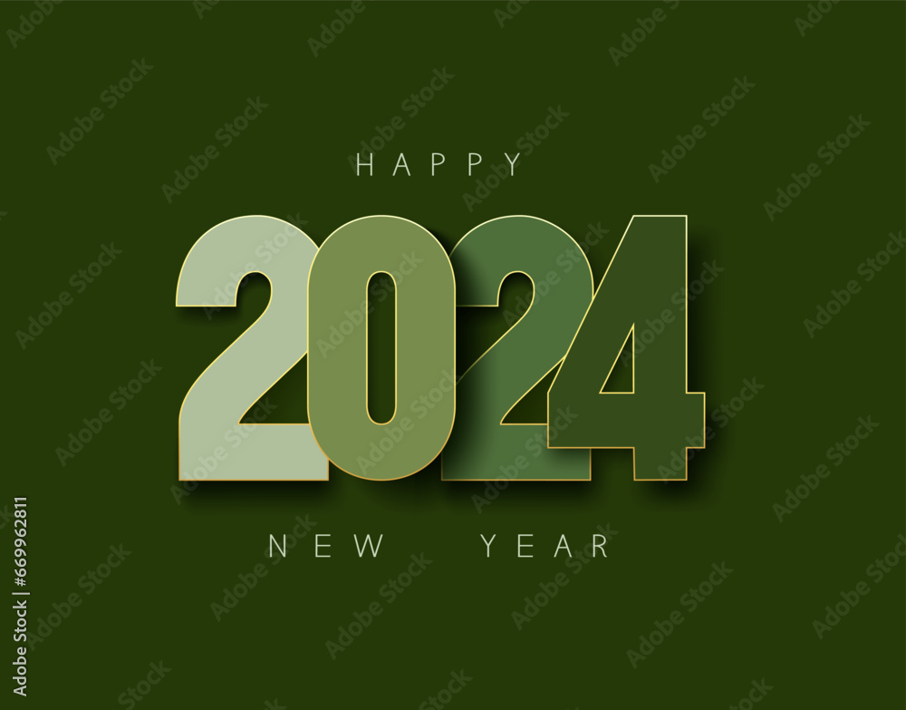 Happy New Year 2024, the year of the green dragon. Holiday card. Calendar date on green background. Happy New Year 2024, the year of the green dragon. Holiday card. Calendar date on green background.