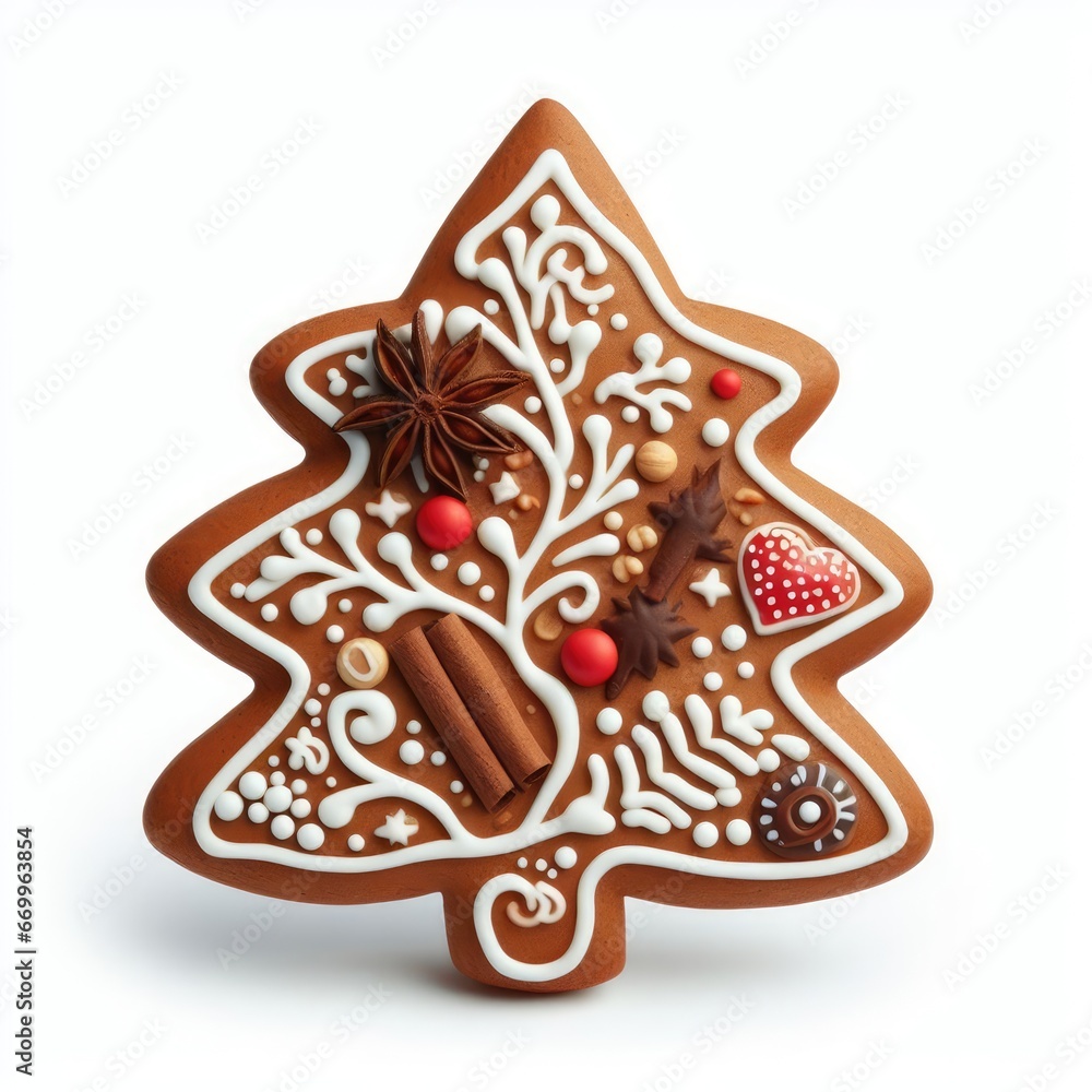 christmas gingerbread cookies and gingerbread isolated white christmas decoration background