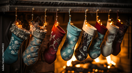 Christmas socks hanging in the chimney 
