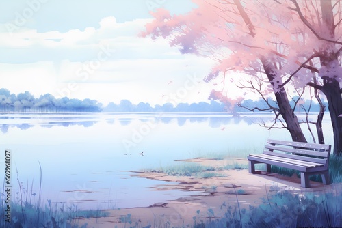 湖と大河の風景