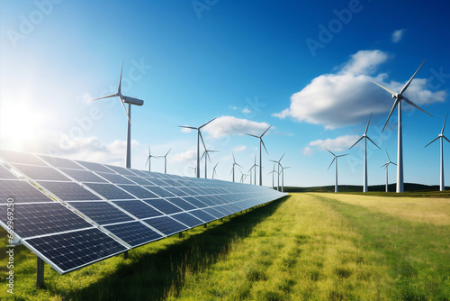 Solar power panel renewable energy windmill photovoltaic electricity climate sky alternative ecological