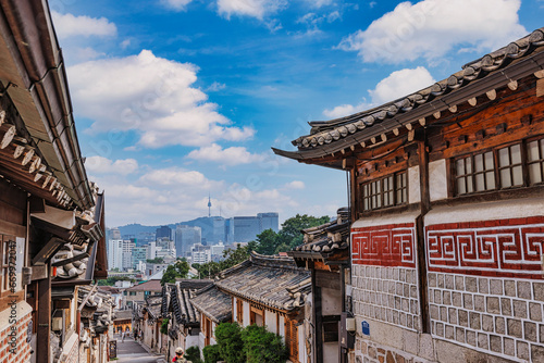 Photography 대한민국 서울의 북촌한옥마을과 남산타워
