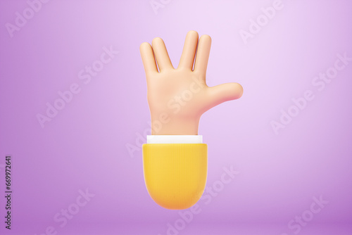 Photos Cartoon human hand showing spock gesture, vulcan salute