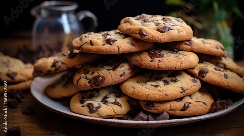 chocolate chip cookies on a plate generated by AI
