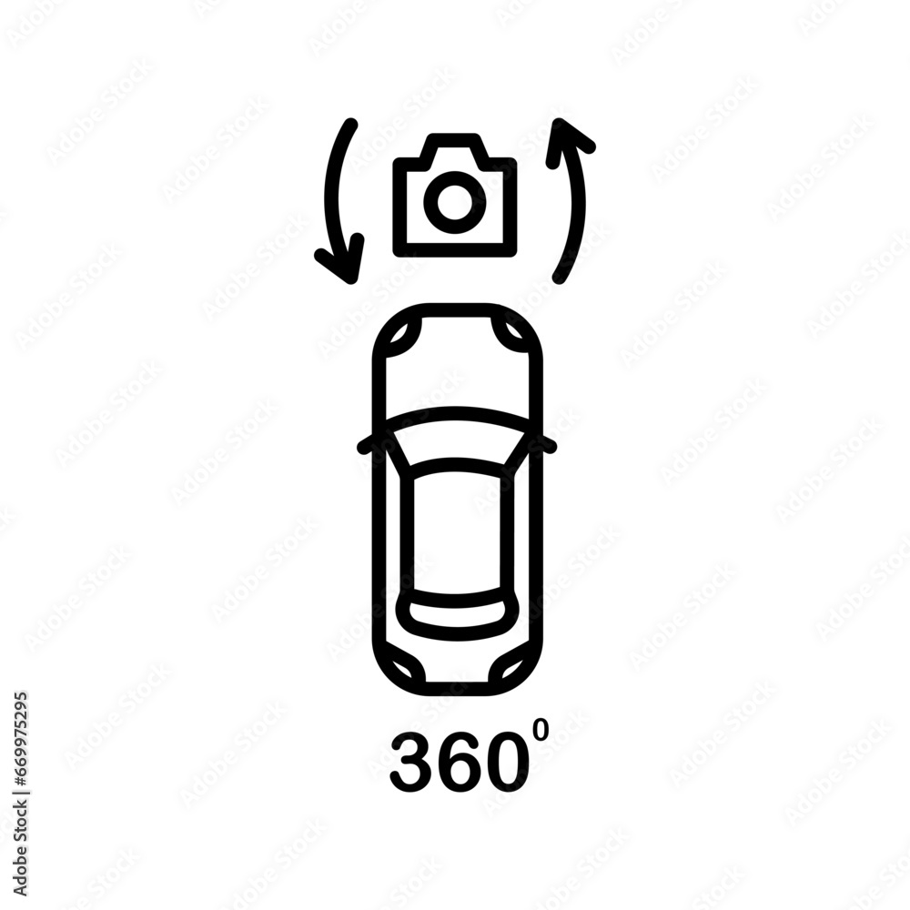 Car surrounding view vector icon. Isolated transportation camera view sign design. Car surrounding view vector icon. Isolated transportation camera view sign design.