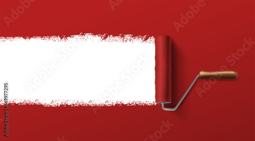 Vector design banner with red paint ruler and copy space for your text.