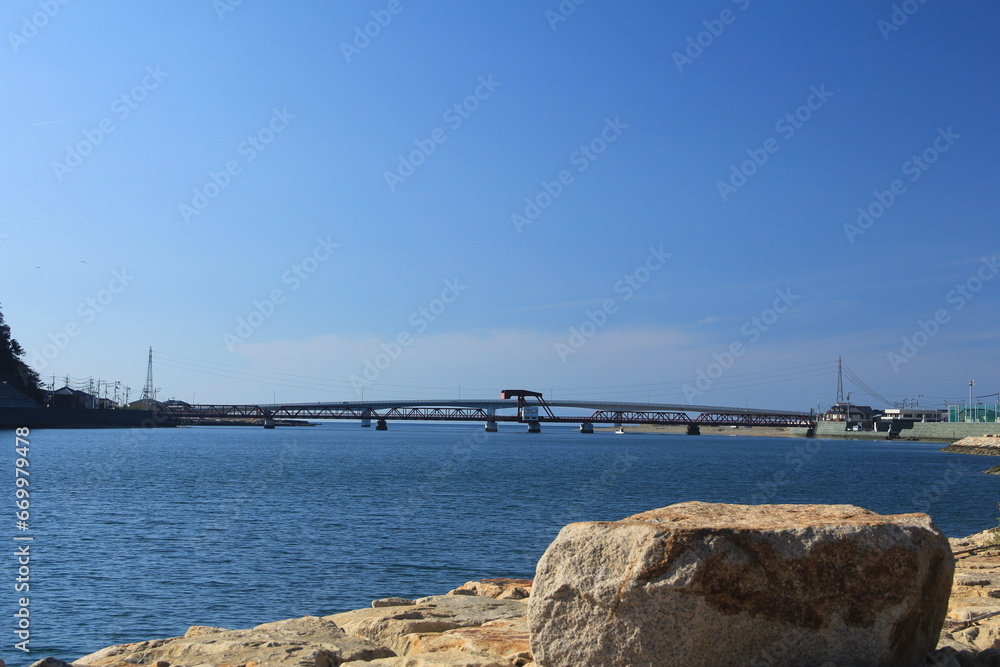 愛媛県　肱川に架かる長浜大橋
