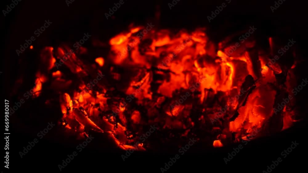 Close up of red hot embers burning Close up of red hot embers burning