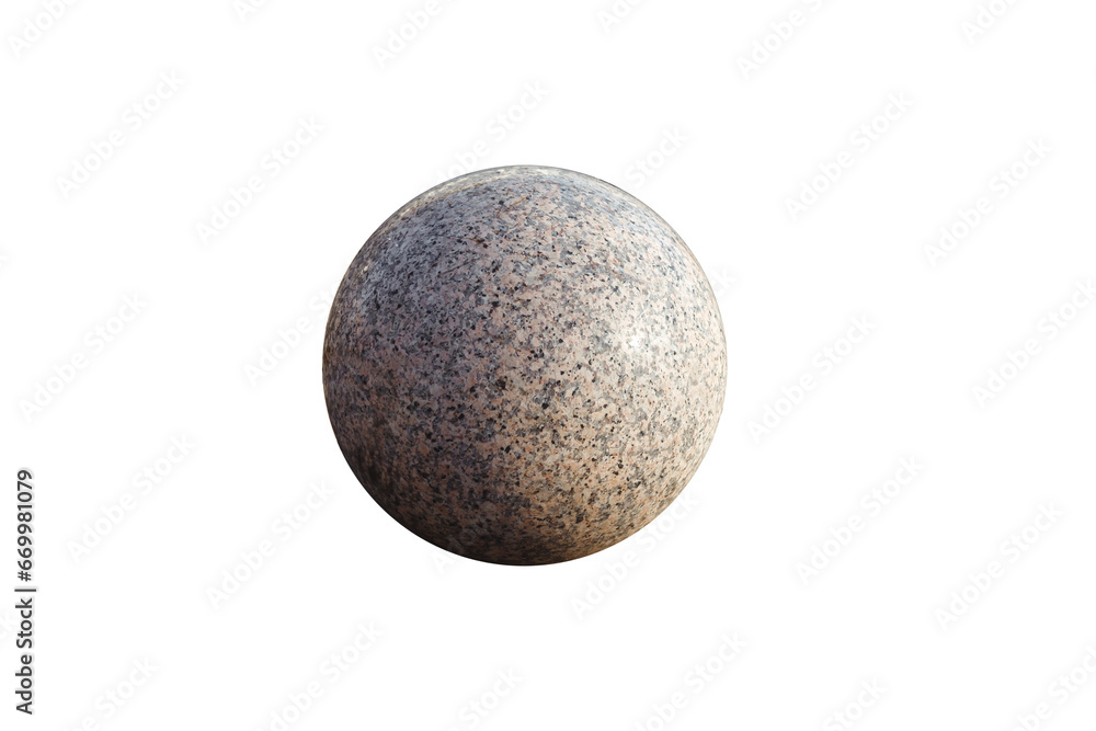 Granite sphere or ball isolated on a white background