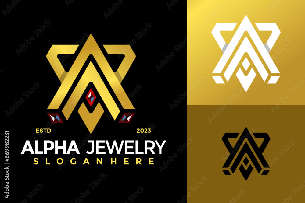 Diamond Jewelry Letter A Logo design vector symbol icon illustration Diamond Jewelry Letter A Logo design vector symbol icon illustration