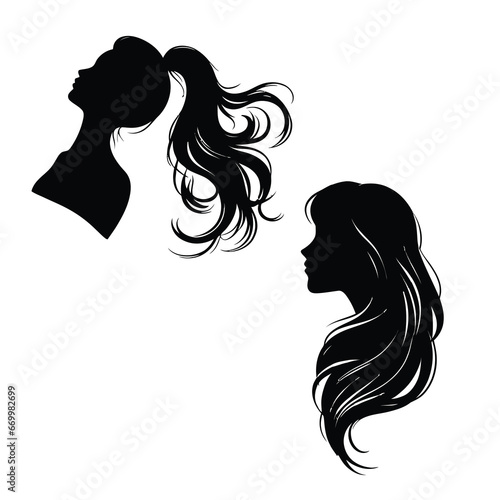 black woman's hair silhouettes vector on white background