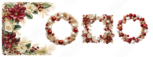 Wallpaper Mural Bright christmas frame white and red and gold christmas decorations  Torontodigital.ca