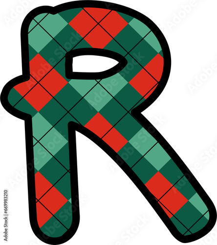 R Alphabet, grid pattern, red, green, Christmas, New Year