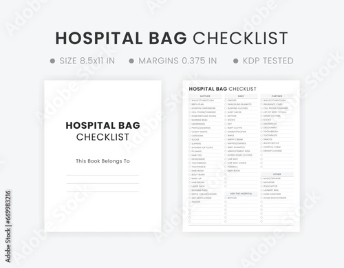 Editable Hospital Bag Checklist Template Printable for Labor and Delivery