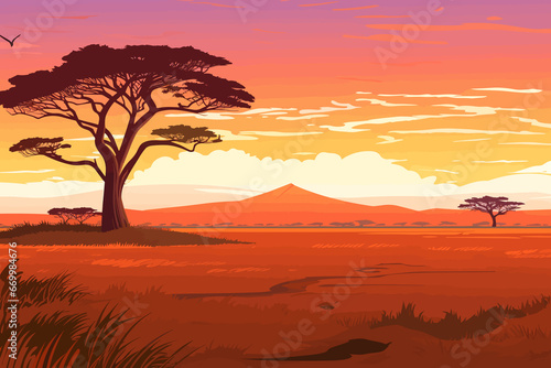 Tanzania flat art landscape illustration