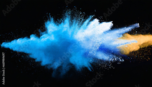 abstract powder splatted background blue powder explosion on transparent background colored cloud colorful dust explode paint holi