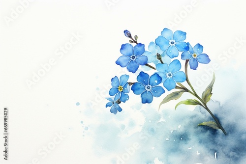 Watercolor illustration of a solitary forget-me-not flower. Generative AI photo