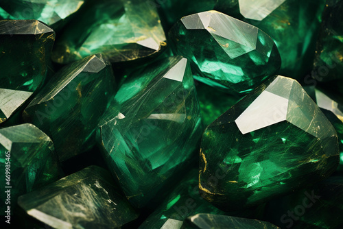 illustration of old green crystal stones texture background. Created with Generative AI