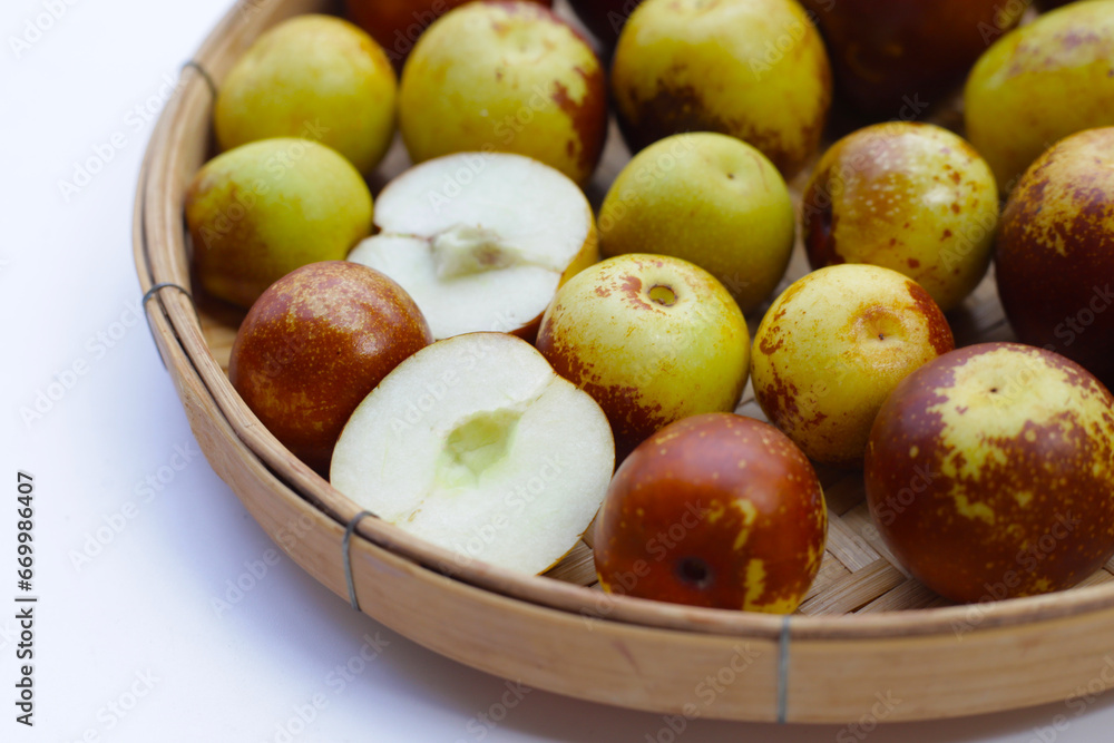 Fresh jujube fruit on white background Fresh jujube fruit on white background