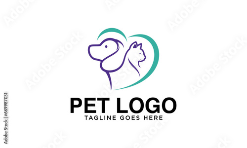 simple pet dog and cat logo design
