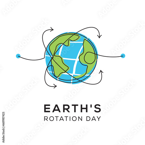 Earth's rotation day, Vector illustration.