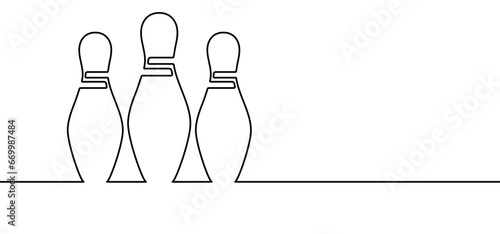 Cartoon bowling pin with stripes and bowling ball. Bowling strike idea. Sport or hobby game. Playing in a team, competition or tournament. Bowling pins and skittles. Play kegling team.