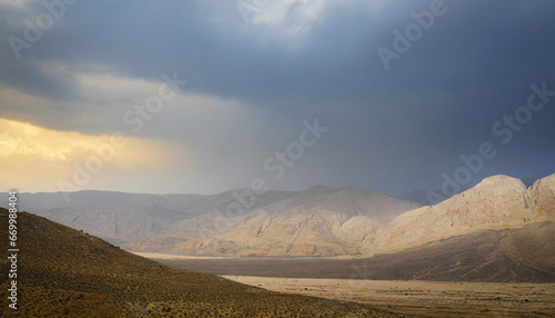 stormy sky over the desert landscape background high quality photo