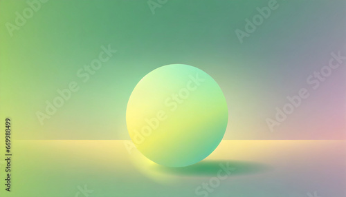 a holographic pastel colored gradient sphere in green and yellow vibrant gradient banner with bright glow gradient background vector illustration