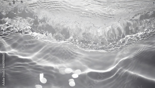 defocus blurred transparent white colored clear calm water surface texture with splashes and bubbles trendy abstract nature background water waves in sunlight with copy space white water shine