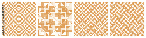 Set of four seamless square geometric patterns.