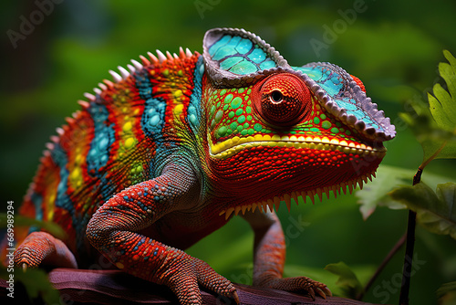 Chameleon  remarkable reptile with color to blend into its surroundings  symbolizing adaptability and camouflage