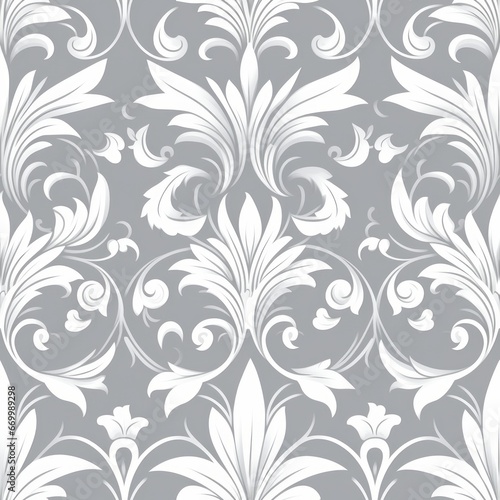 This wallpaper features a charming floral pattern on a seamless grey and white backdrop.