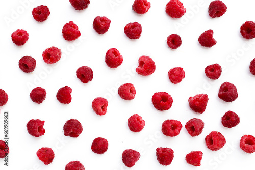 Fresh raspberry on white background.