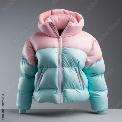 Woman style puffa jacket multicolr. photo