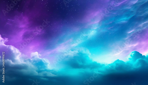 gradient cyan and purple mystical galaxy cloudscape horizon hd phone wallpaper ai generated