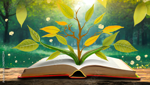 book literacy day tree leaves nature study generate ai #669992244