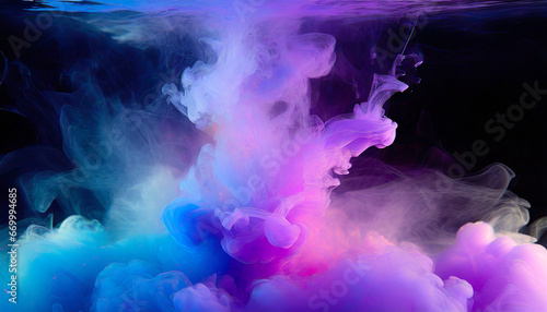 color explosion fluorescent background paint in water vibrant smoke cloud texture glowing blue and purple