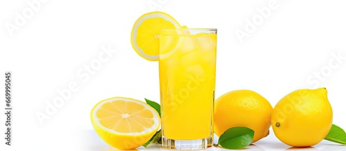 Lemonade in a glass on a white background photo